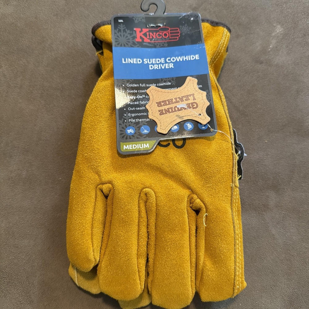 Kinco Medium Lined Suede Cowhide Driver Gloves - 51PL BNWT